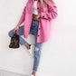 Solid Color Pocketed Button up Long Sleeve Shacket