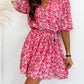 Rose Ditsy Floral Notch V Neck Belted Swing Dress
