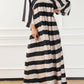 V Neck Kimono Sleeve Striped Maxi Dress
