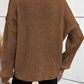 Pointelle Knit Button V Neck Drop Shoulder Sweater
