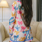 Bow Print Tied Ruffled Pajama Set