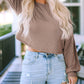 Cording Drop Shoulder Puff Sleeve Casual Long Sleeve Top