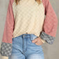 Colorblock Raglan Sleeve Textured Knit Top