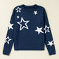 Star Pattern Drop Shoulder Knitted Sweater