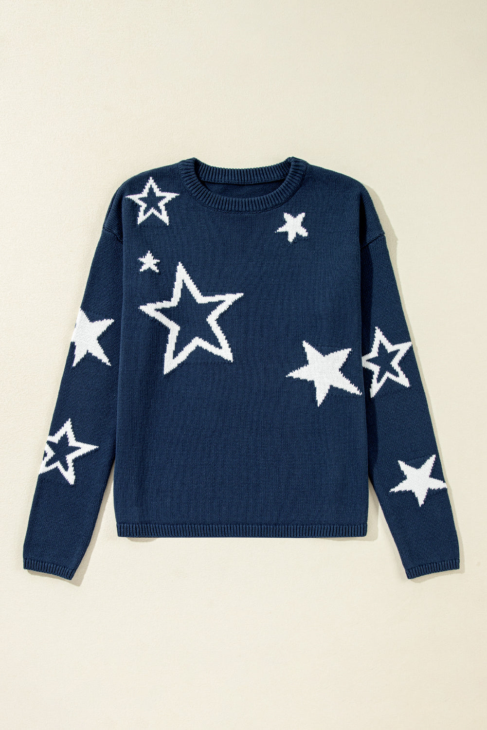 Star Pattern Drop Shoulder Knitted Sweater