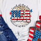 USA Flag Slogan Graphic Print Short Sleeve T Shirt