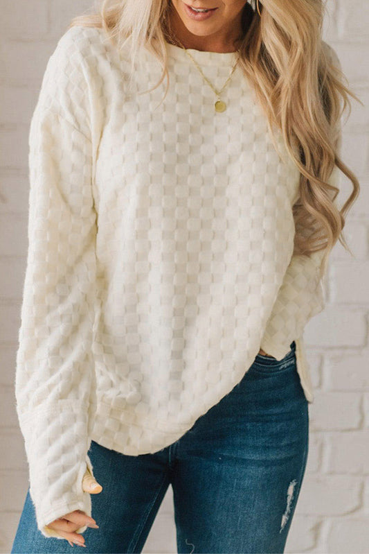 Solid Textured Thumbhole Sleeve Top