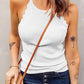 Scalloped Edge Rib Knit Sleeveless Tank Top