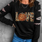 LOVE Sequin Pumpkin Leopard Print Cut Out Sleeve Sweatshirt