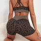 Leopard Criss Cross Strappy Bra and Shorts Set