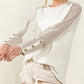 Exposed Seam Textured Patch Buttoned Sleeve Top