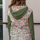 Floral Patch Half Zip Kangaroo Pocket Hoodie