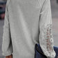 Embroidered Long-Sleeve V-Neck Top
