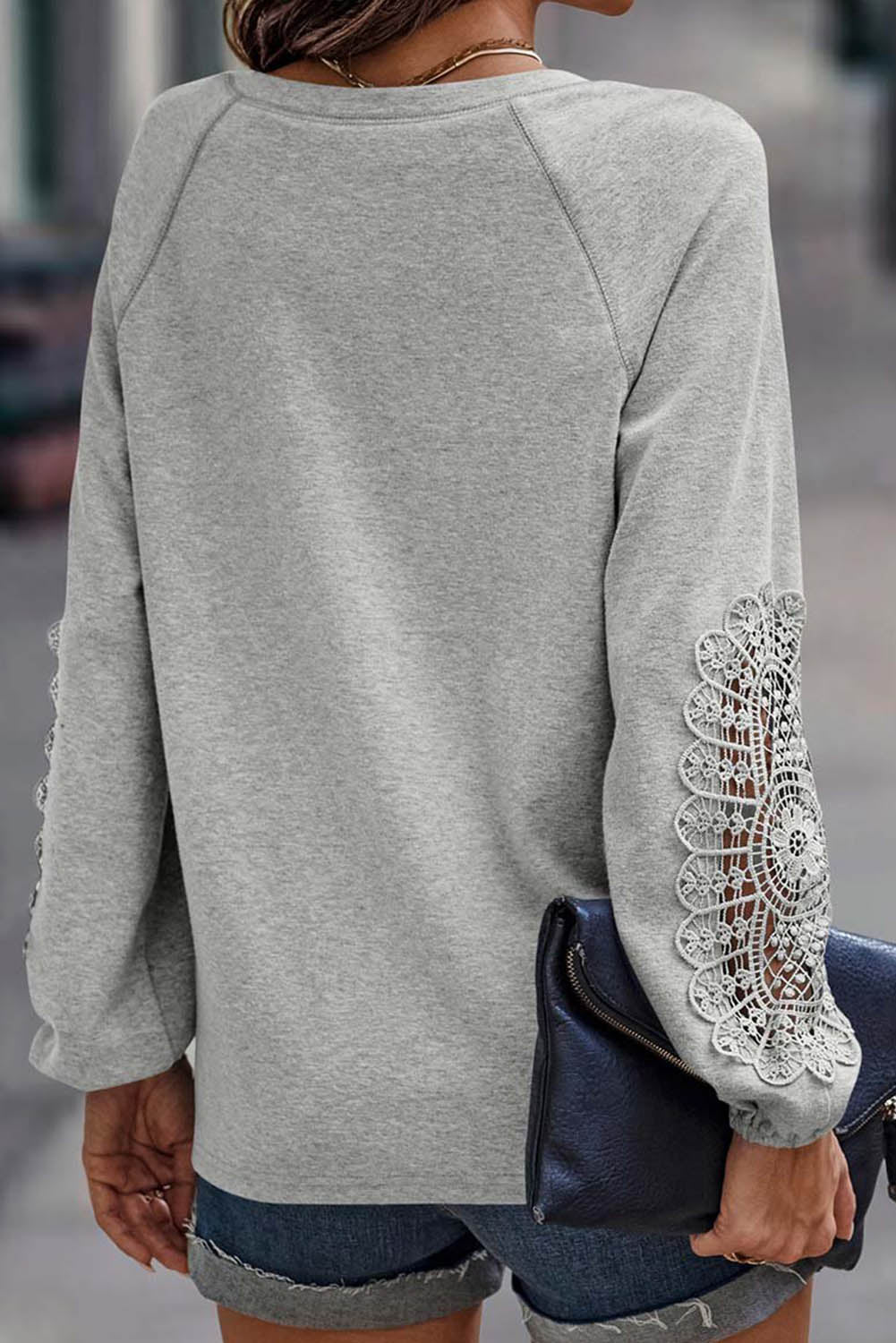 Embroidered Long-Sleeve V-Neck Top