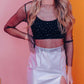 Sequin Mesh Long Sleeve Sheath Crop Top