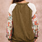 Floral Patchwork Puff Sleeve Textured Blouse