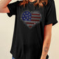 Rhinestone American Flag Heart Shape Graphic T Shirt