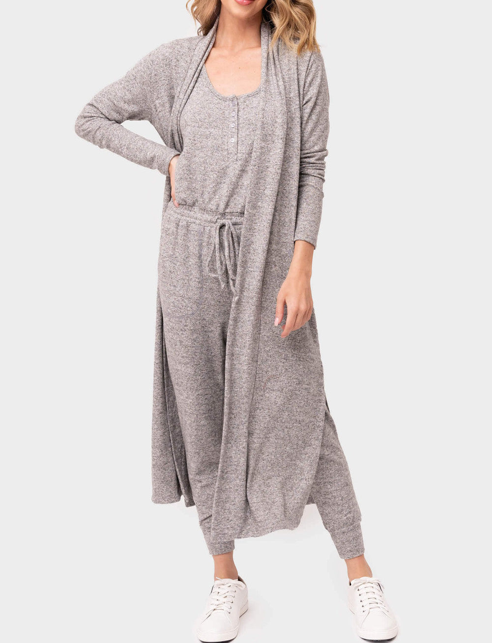 Tie Back Long Open Front Cardigan