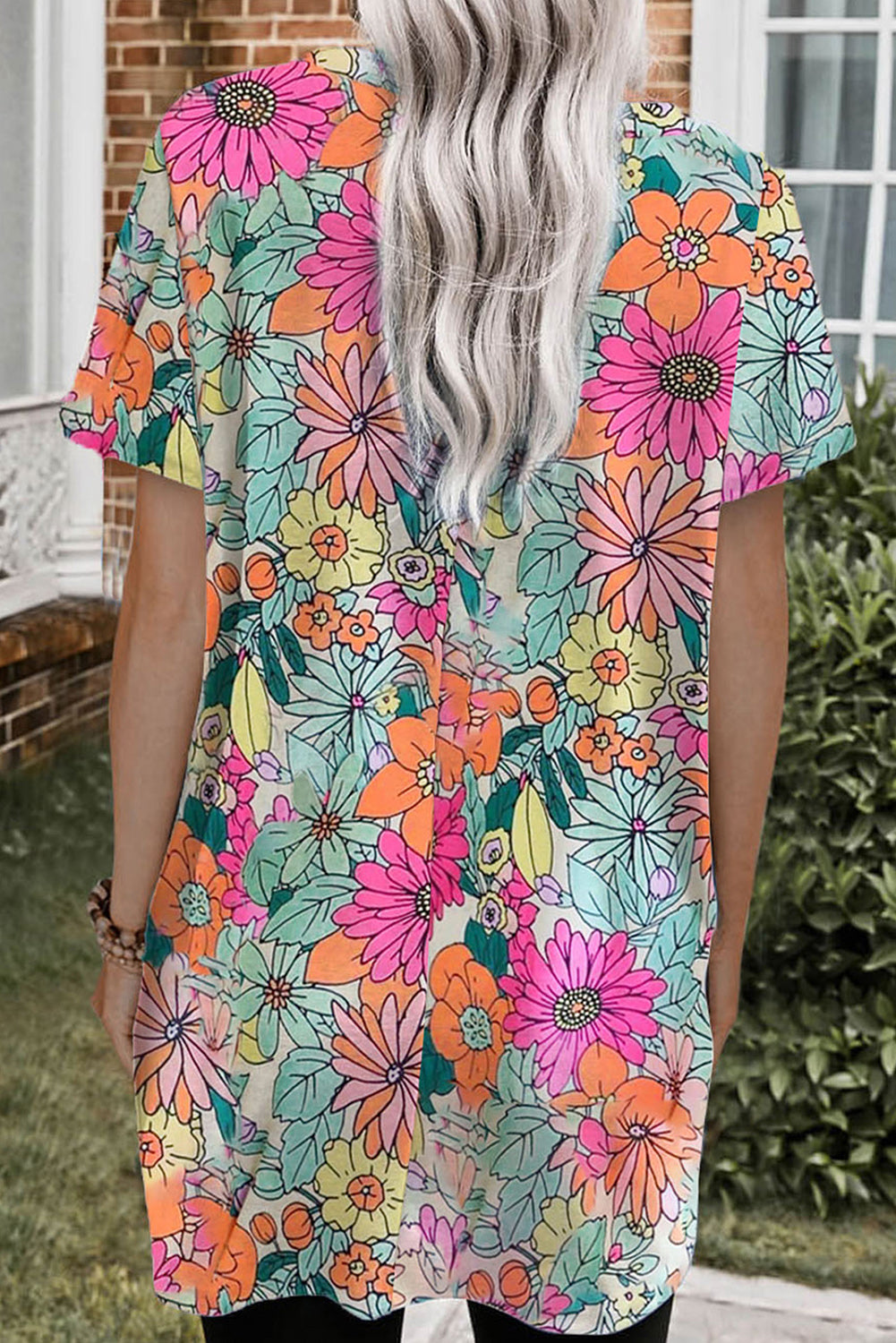 Print Short Sleeve Tunic Top