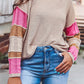 Colorblock Exposed Seam Round Neck Sweater