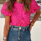 Crochet Lace Hollowed Puff Sleeve Blouse