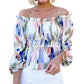 Frill Off Shoulder Bubble Sleeve Blouse