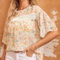 Floral Print Wide Ruffle Sleeves Blouse