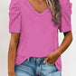 Puff Sleeve V-Neck T-Shirt