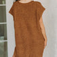 Solid Color Short Sleeve Notched V Neck Sweater Dress