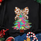 Bowknot Christmas Tree Shiny Graphic Sweatshirt