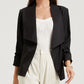 Solid Lapel Collar Satin Blazer