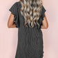 Textured Ruffled Flutter Sleeve Mini Dress