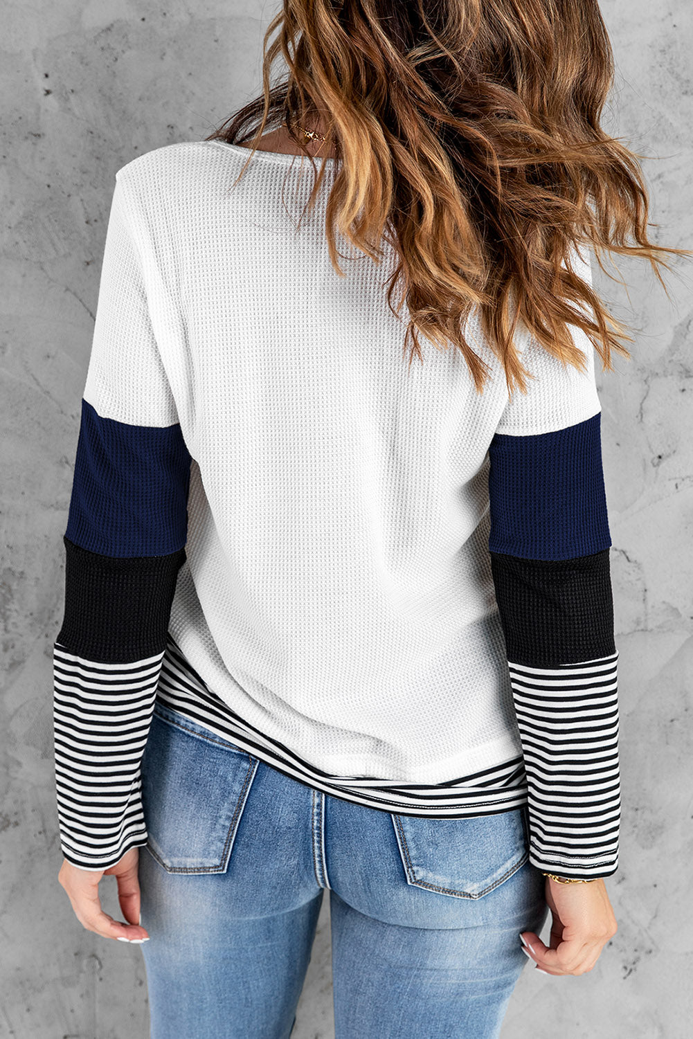 Stylish Colorblock Splicing Stripes Top