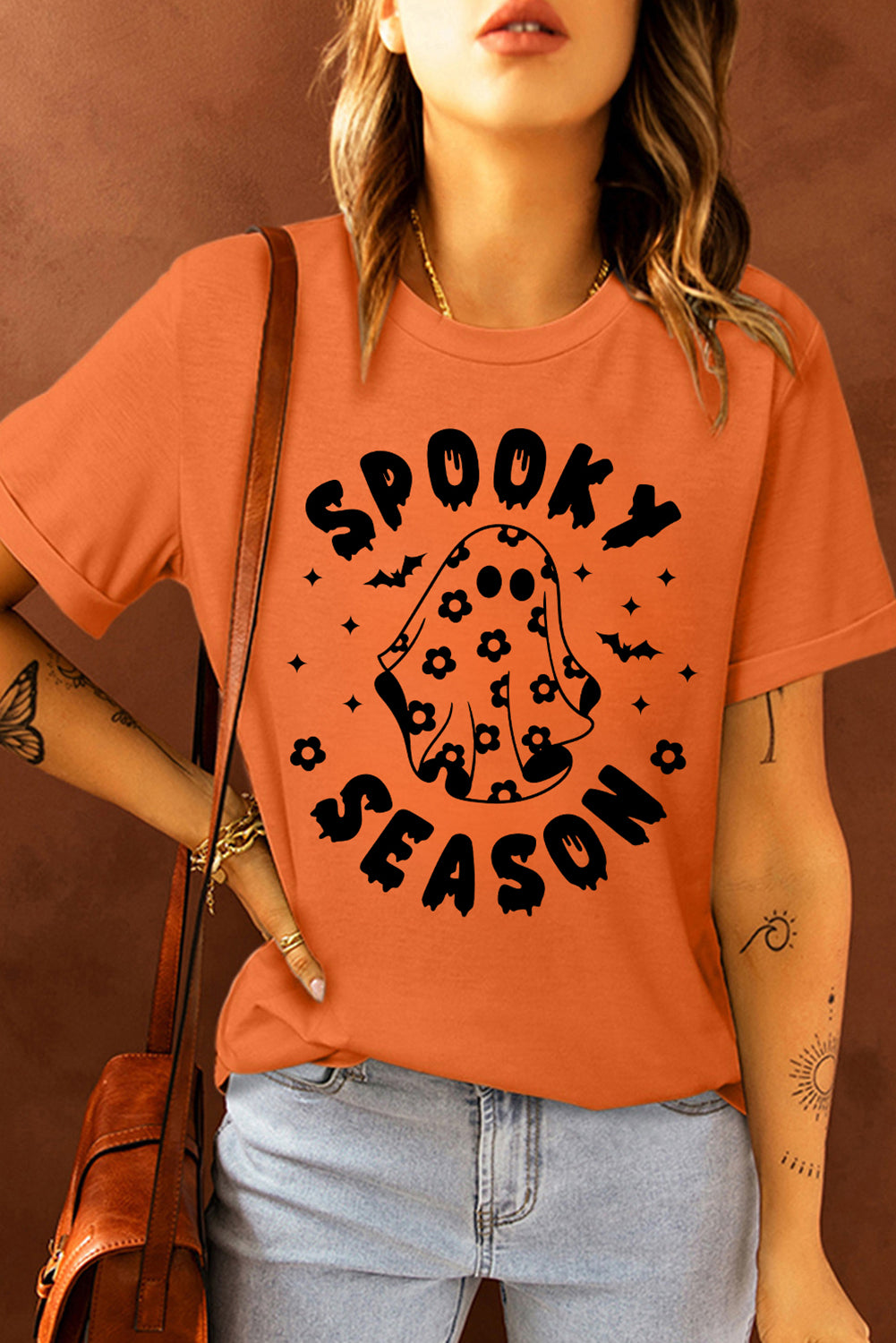 SPOOKY SEASON Ghost Print Crew Neck Halloween Tee