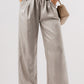 Solid Pleated Lace-up High Waist Wide Leg Pants