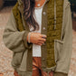 Quilted Textured Patchwork Loose Fit Hooded Jacket