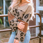 Leopard Colorblock Patchwork V-Neck Loose Sleeve Knit Top