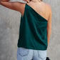Satin One Shoulder Loose Tank Top