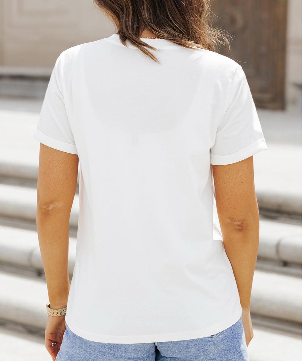 Sequin Rugby Football Pattern Crewneck T Shirt