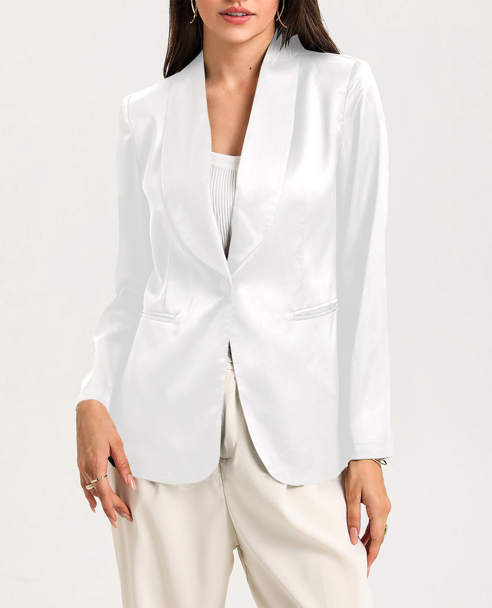 Collared Neck Single Breasted Blazer with Pockets