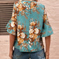 Flare Sleeve Floral Blouse
