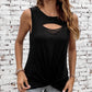 Laser Cut Slits Twist Front Tank Top
