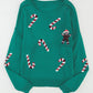 Sequined Candy Canes Gingerbread Man Sweater