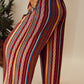Boho Ethnic Striped Print Tie Waist Wide Leg Pants