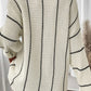 Colorblock Striped V Neck Knitted Loose Sweater