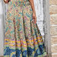 Floral & Paisley Print Shirred Waist Long Skirt