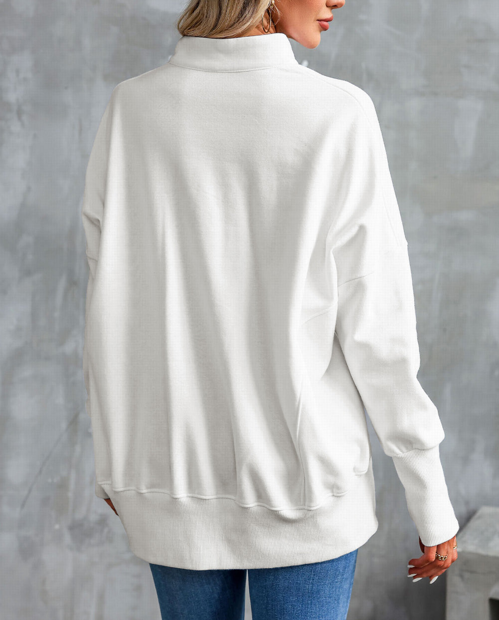 Oversized Quarter-Zip Pullover Sweatshirt