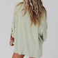 Ribbed Roll-tab Sleeve Chest Pocket Oversize Top