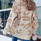 Slouchy Leopard V Neck Buttoned Cardigan