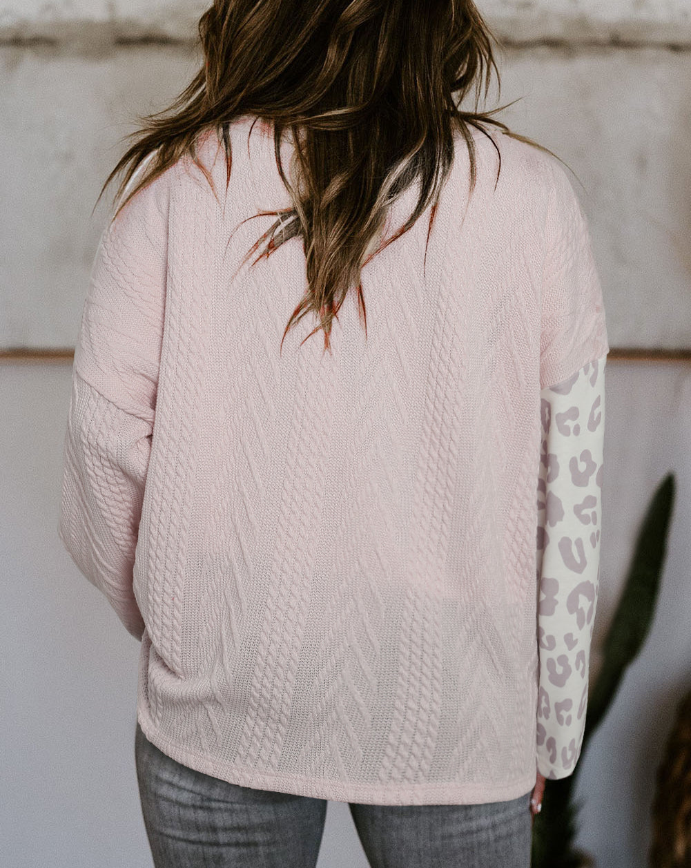 Splicing Knitted V Neck Plus Size Jumper